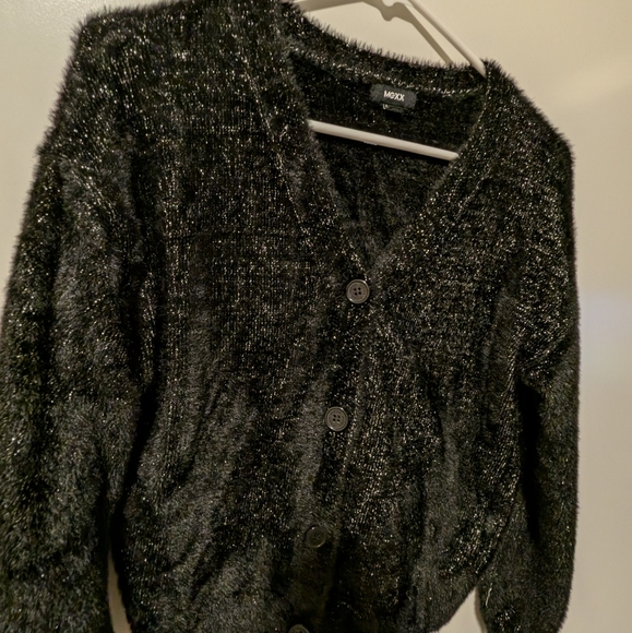 MEXX Furry Black & Silver Super Soft Cardigan - Picture 2 of 3